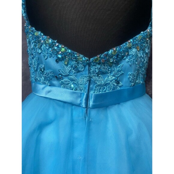 Morilee NWT Size 10 Beaded Lace Keyhole Dress #9335 Freeze Blue Homecoming $290 - Picture 12 of 16